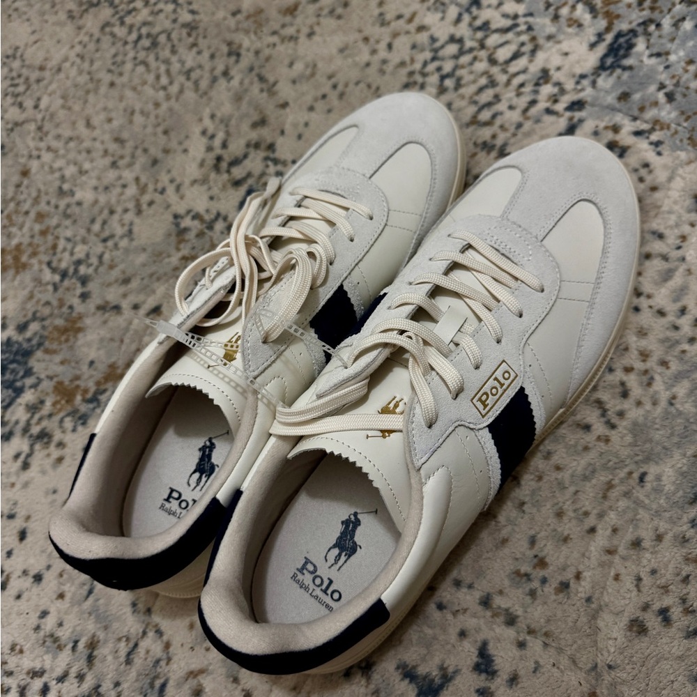Polo by Ralph Lauren leather Men's Cream and Black Sneakers